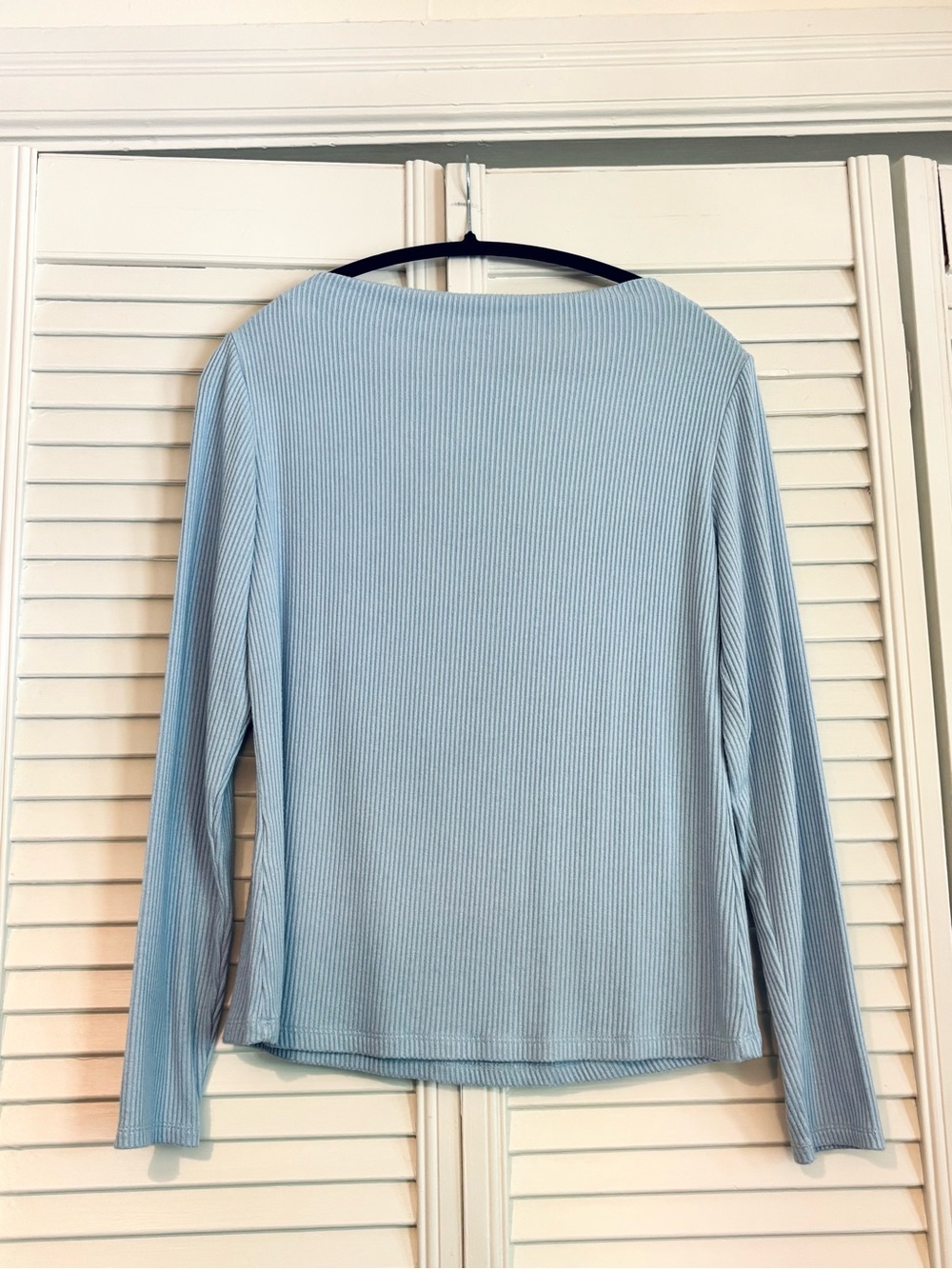 Banana Republic Light Blue Ribbed Boatneck Long Sleeve Top Sweater Large - Picture 5 of 8